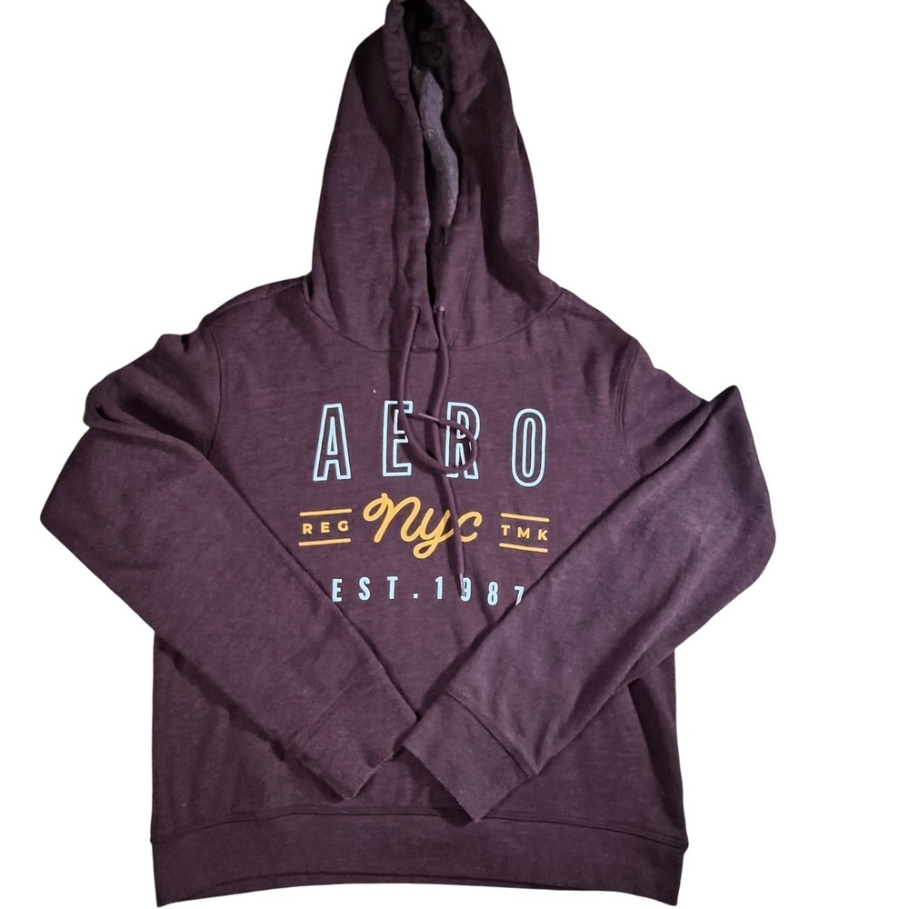 Aeropostale‎ NYC Burgundy Hoodie Pullover Sweatshirt Women's Size Small